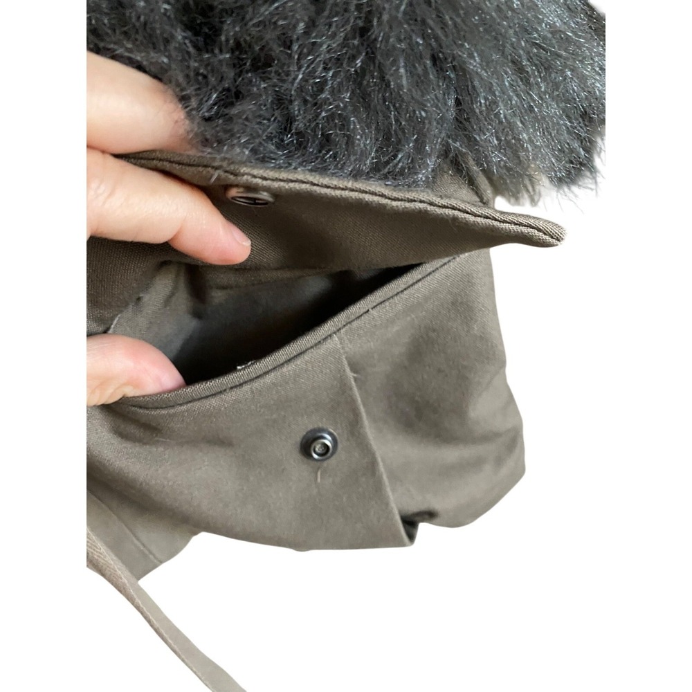 Loeffler‎ Randall Fur Military Utility Jacket Taupe Gray Faux Fur Size 8 - Picture 6 of 13